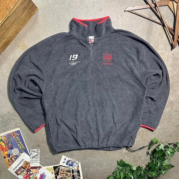 Vintage Y2K Chase Authentics NASCAR Quarter Zip Fleece Sweatshirt Mens XL Racing - Picture 1 of 5